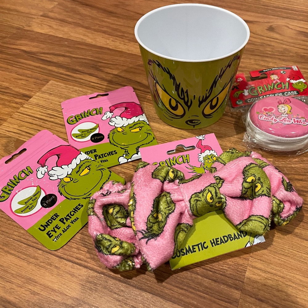Christmas Grinch cosmetic headband eye patches stocking stuffers